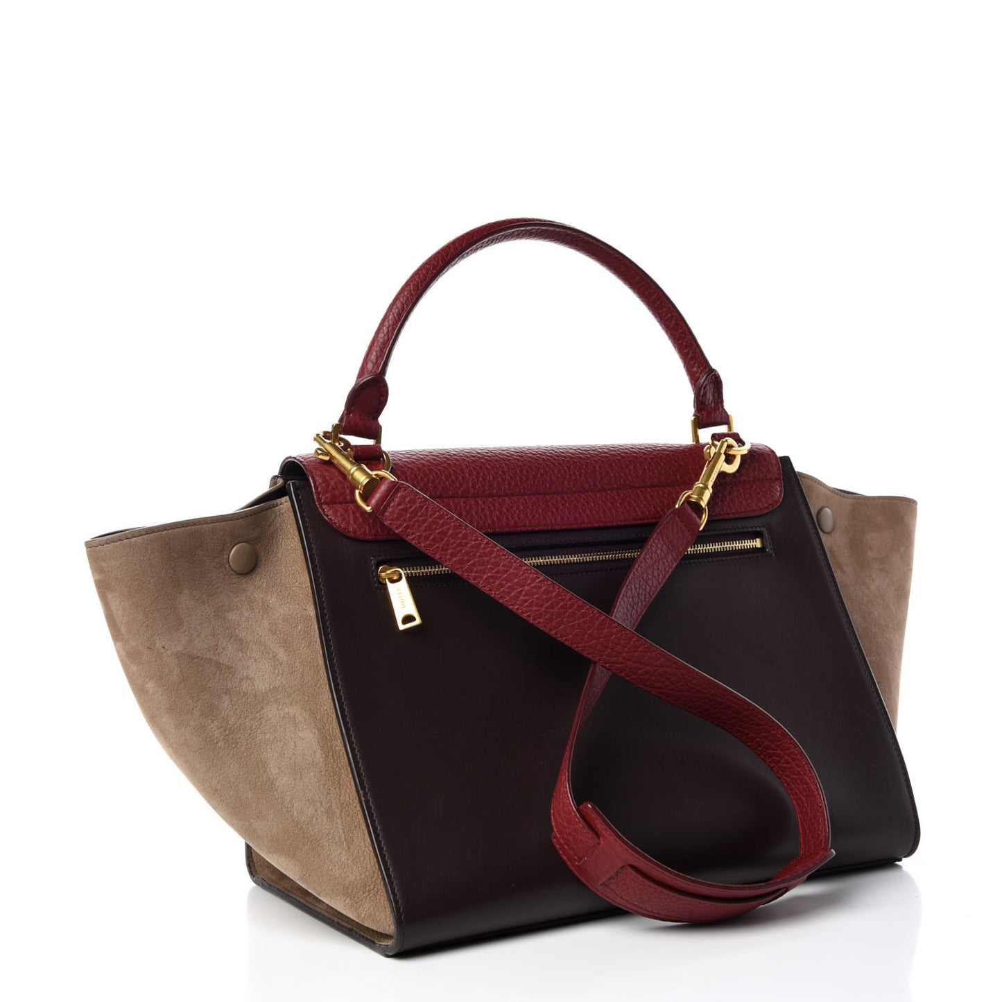Bullhide Calfskin Nubuck Medium Tri-color Trapeze Burgundy