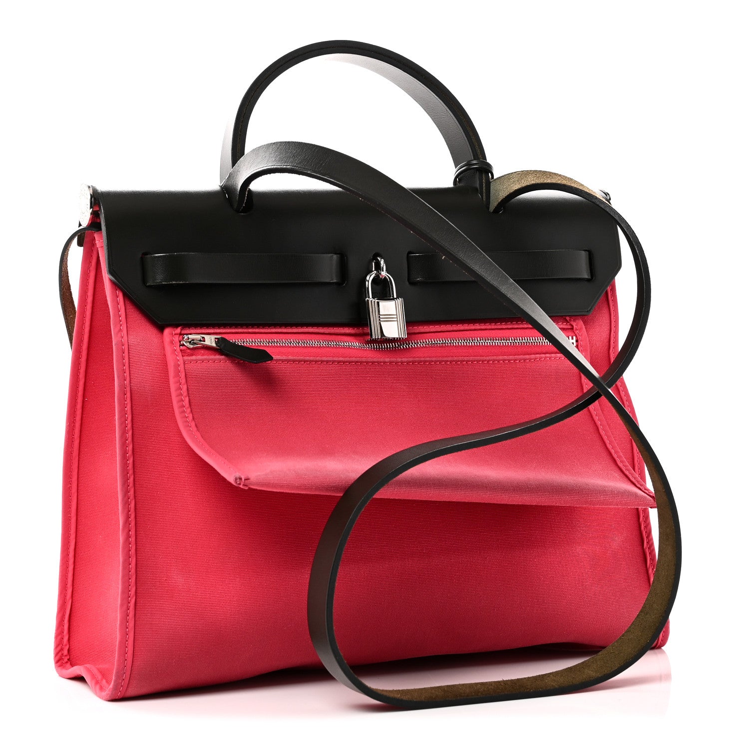 Hermes Vache Hunter Toile Herbag Zip 31 PM Rose Extreme Kaki 4 of 11