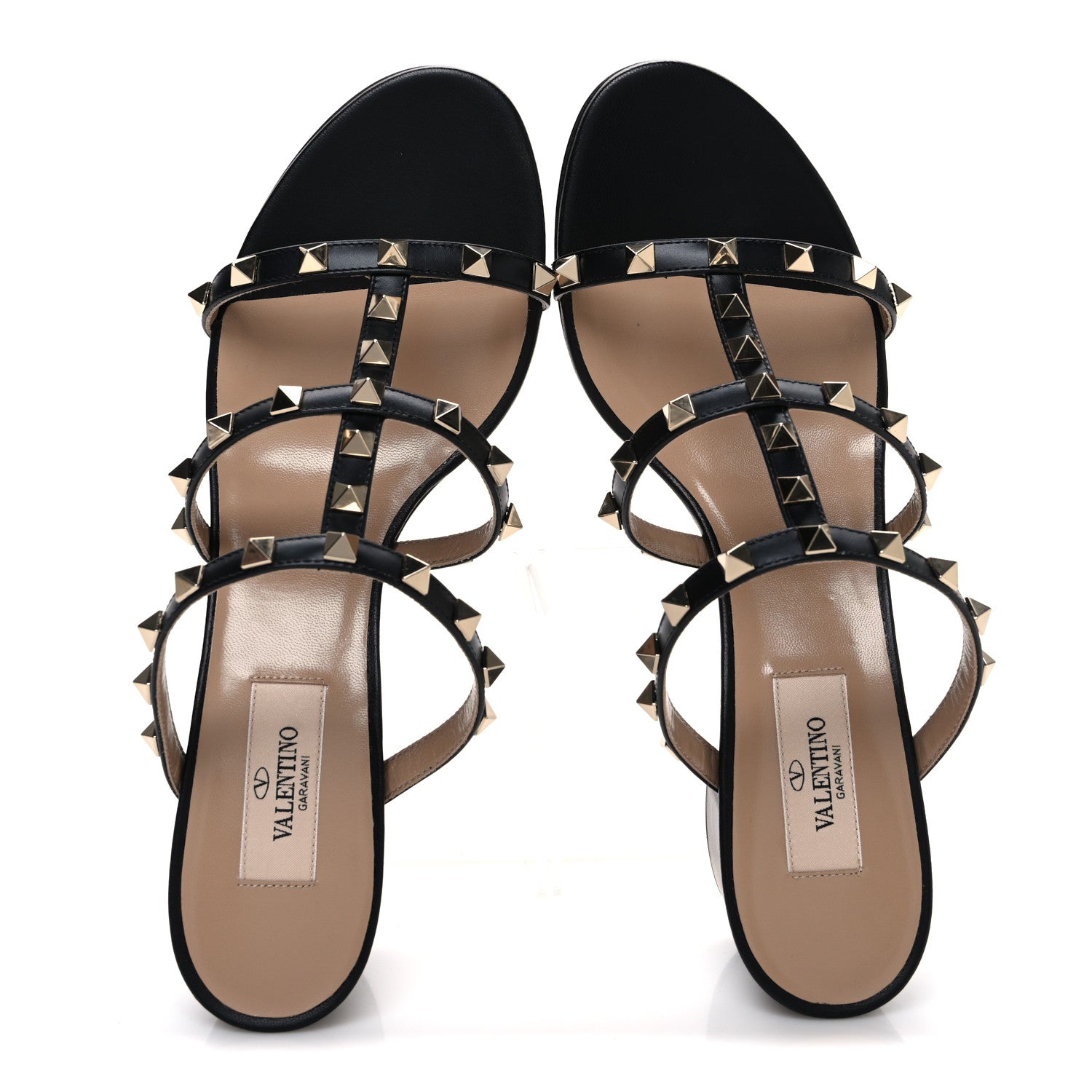 Valentino Garavani Calfskin Rockstud 60mm Caged Slide Sandals 40 Black 2 of 11