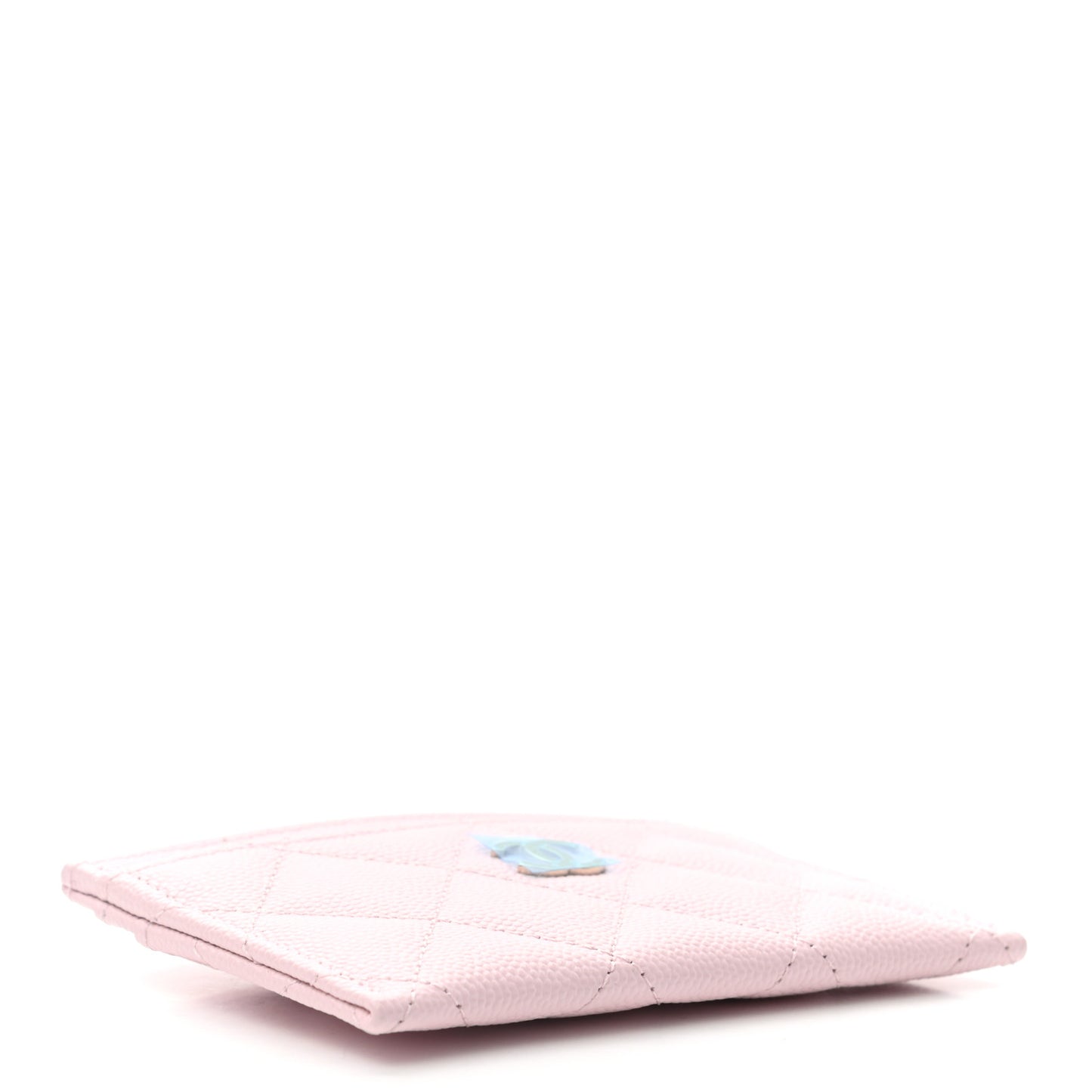 Caviar Quilted Card Holder Light Pink