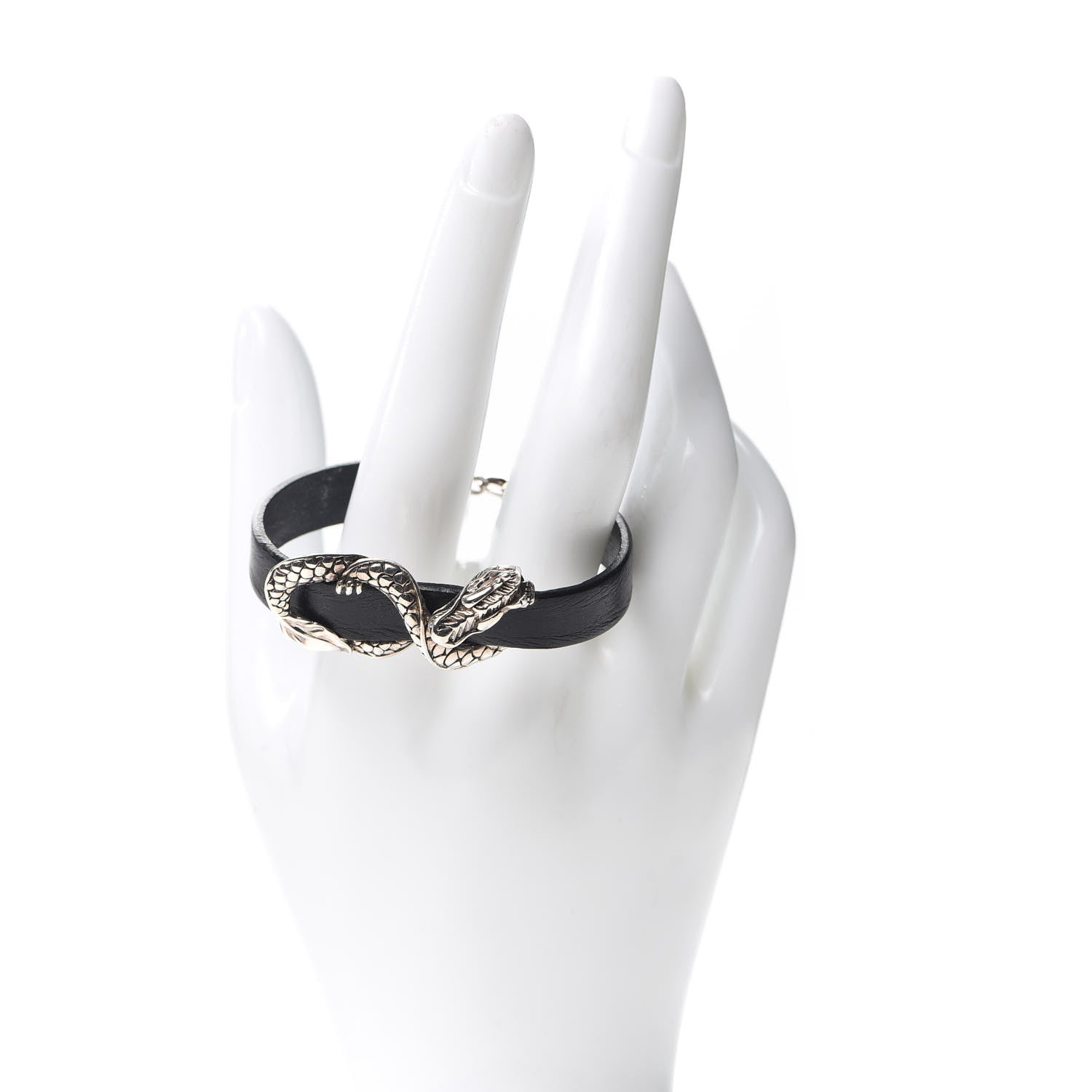 John Hardy Sterling Silver Calfskin Naga Dragon Bracelet Black 2 of 4