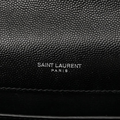 Saint Laurent Grain De Poudre Textured Mixed Matelasse Triquilt Medium Monogram Satchel Black 5 of 10