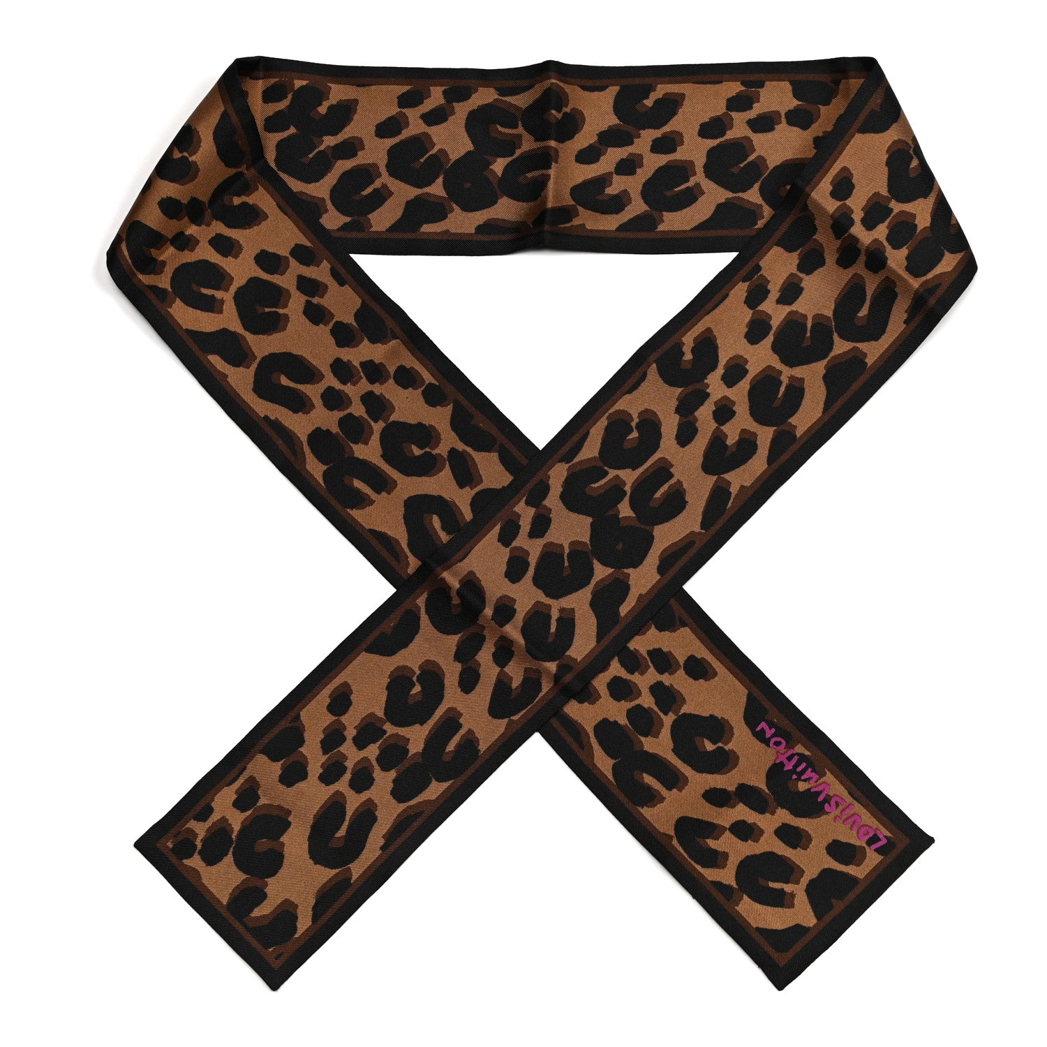 Louis Vuitton Silk Leopard Bandeau Scarf Marron 1 of 3