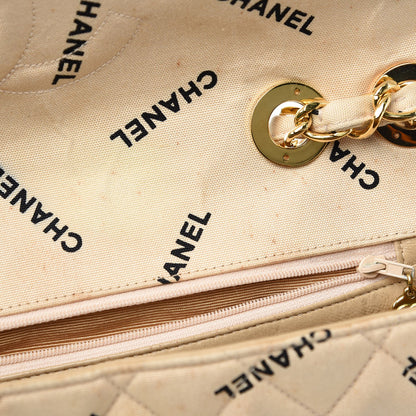 Chanel Canvas Quilted XL Jumbo Single Flap Beige 12 of 19
