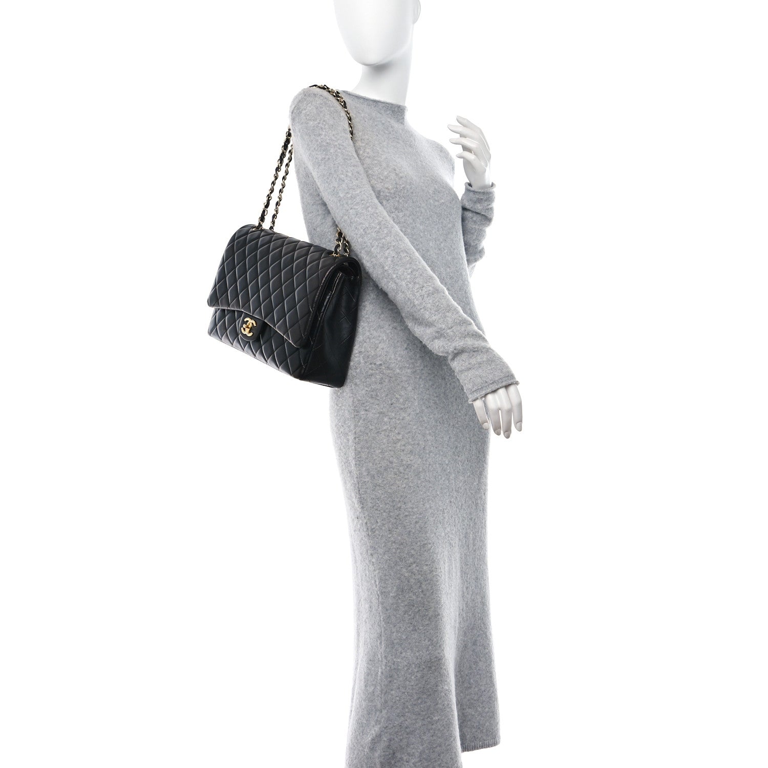 Chanel Lambskin Quilted Maxi Double Flap Black 2 of 11