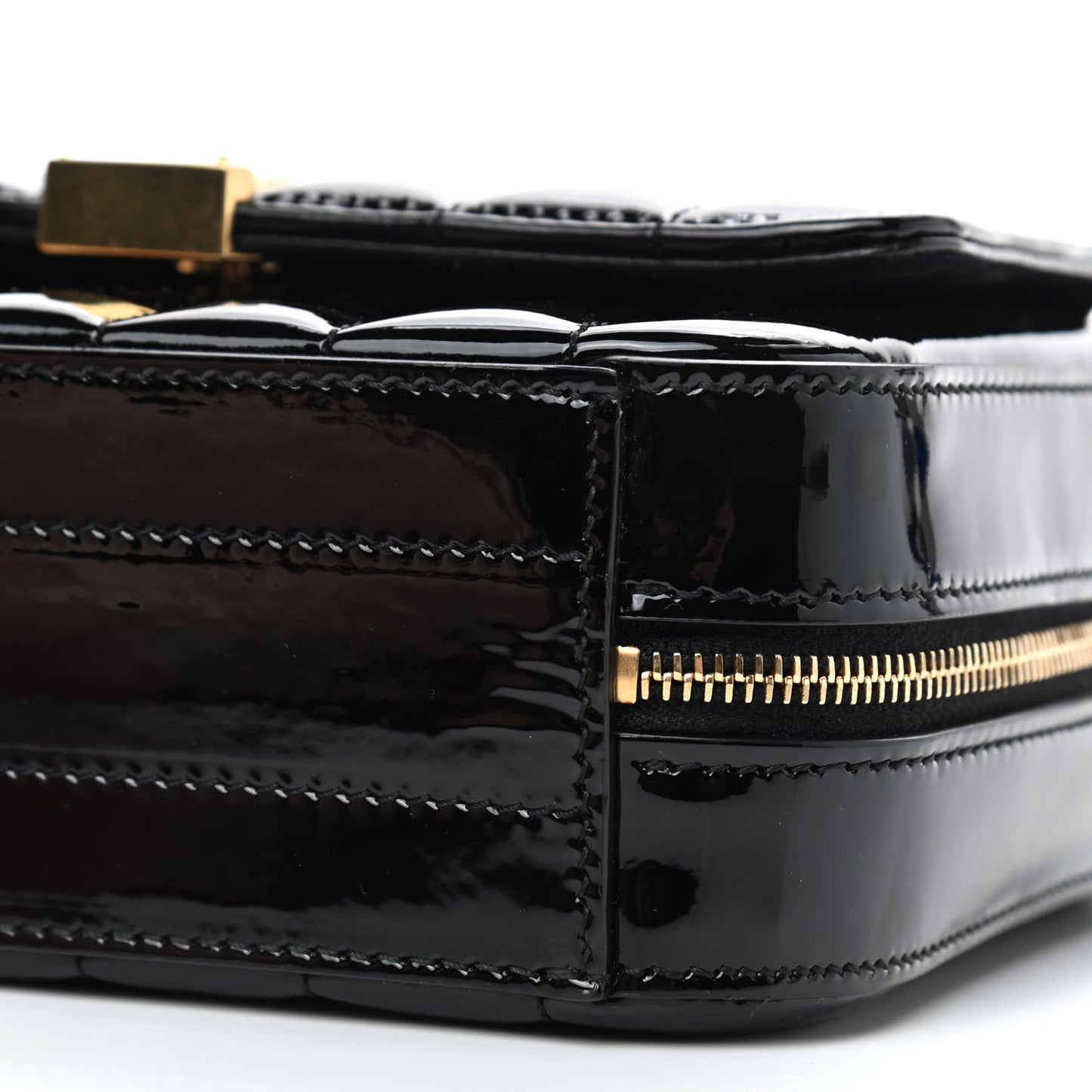 Patent Matelasse Monogram Vicky Camera Bag Black