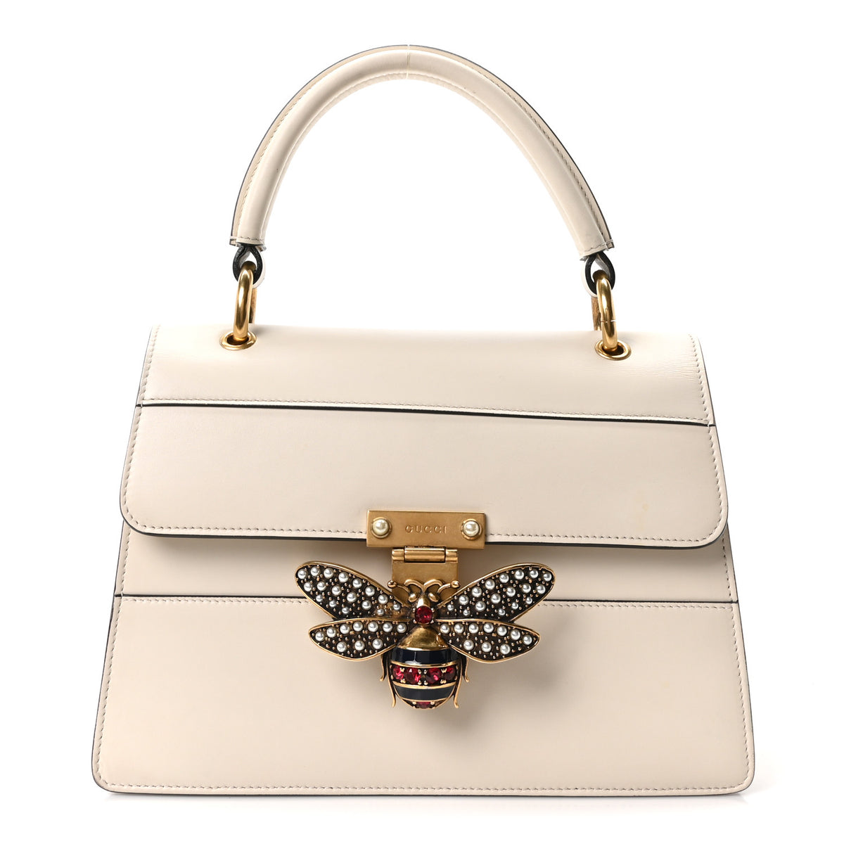Calfskin Small Queen Margaret Top Handle Bag Mystic White