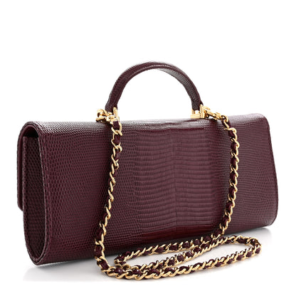 Chanel Calfskin Lizard Embossed Clutch With Chain Bordeaux 3 of 11