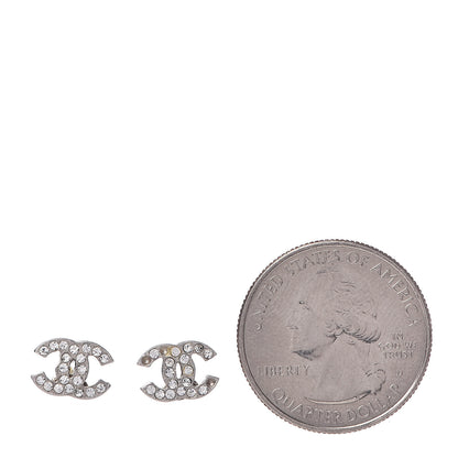 Chanel Crystal Mini Timeless CC Earrings Silver 2 of 5