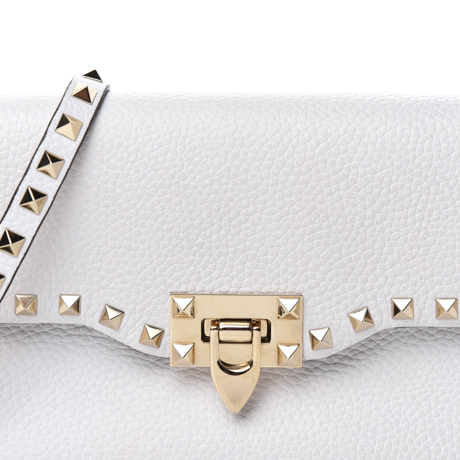 Valentino Garavani Pebbled Calfskin Medium Rockstud Flip Lock Crossbody Bag White 9 of 9