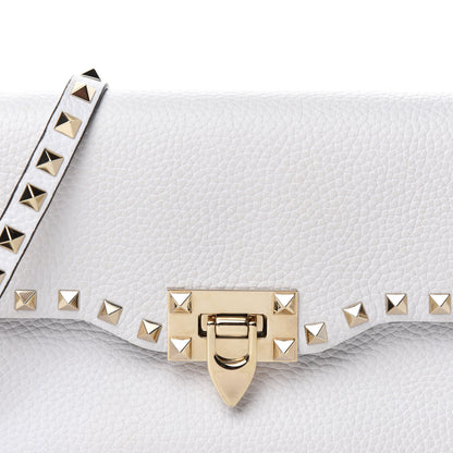 Valentino Garavani Pebbled Calfskin Medium Rockstud Flip Lock Crossbody Bag White 9 of 9