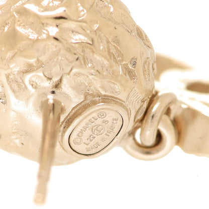 Chanel Pearl Hammered CC Drop Earrings Gold Pearly White 4 of 5