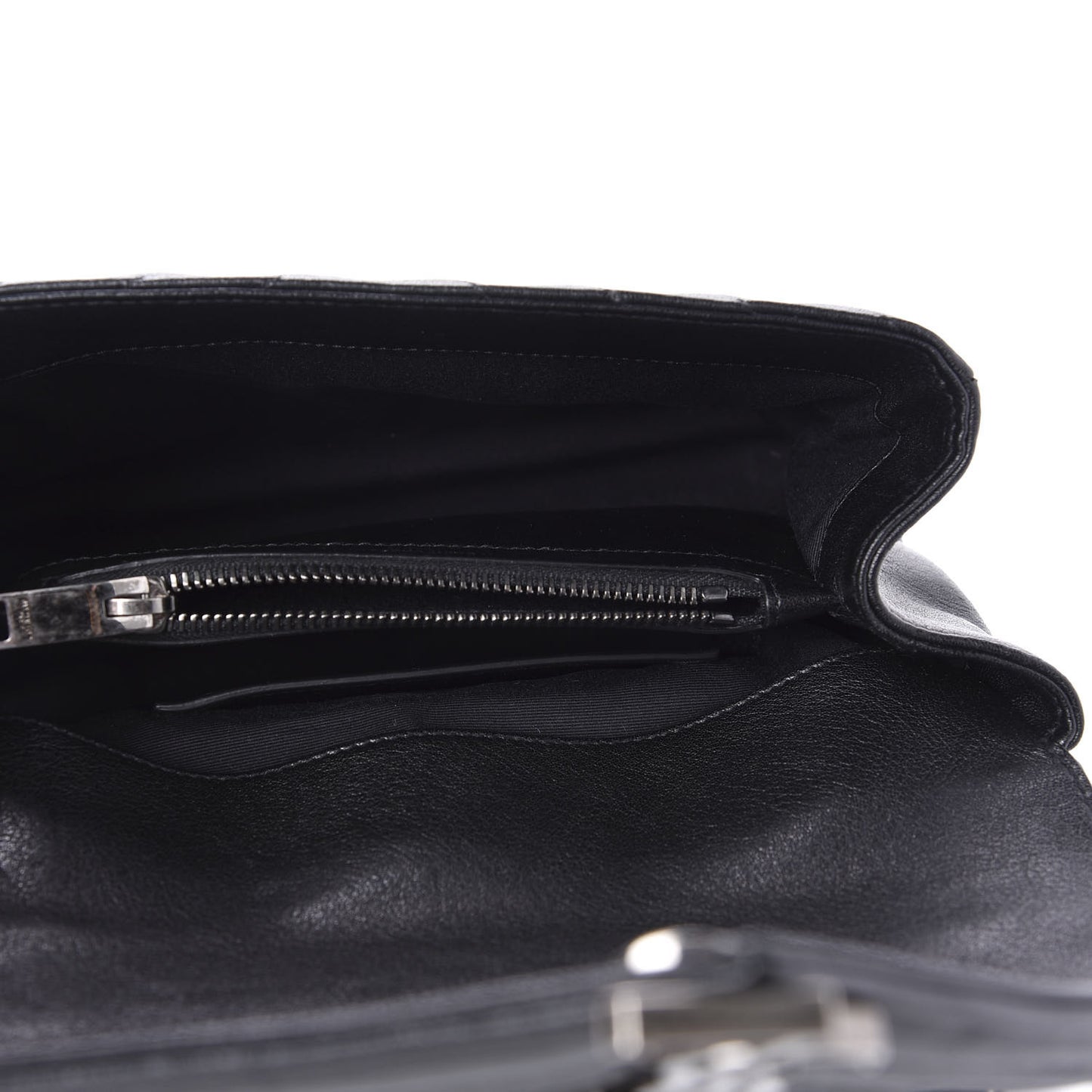 Sheepskin Matelasse Chevron Monogram Medium College Bag Black