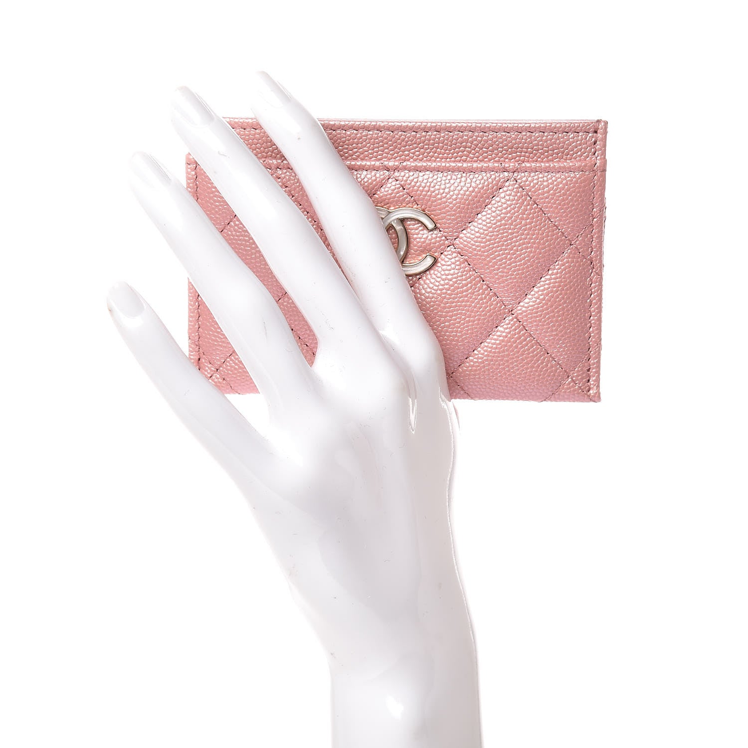 Chanel Iridescent Caviar Quilted Card Holder Pink 2 of 9