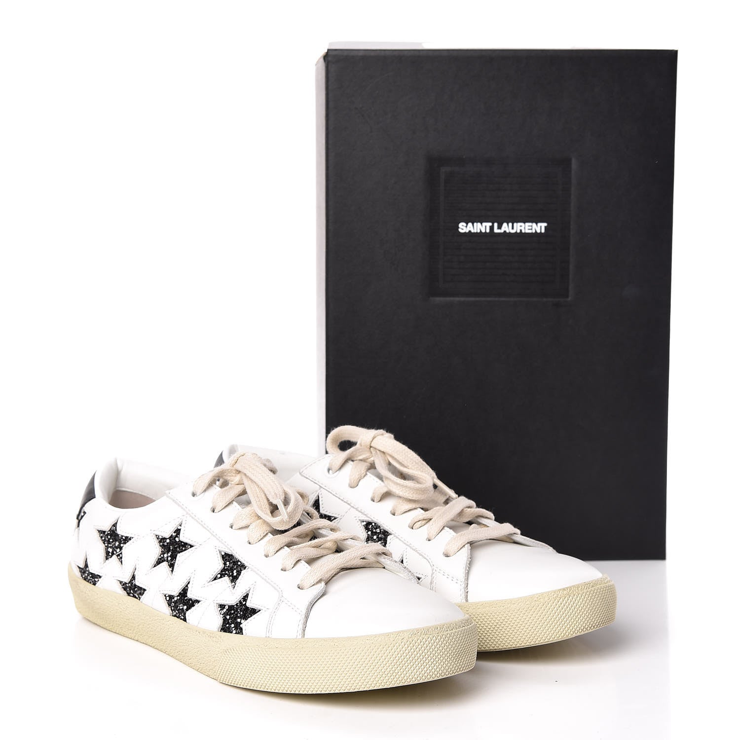 Saint Laurent Calfskin Star Court Sneakers 41 White Argent 15 of 15
