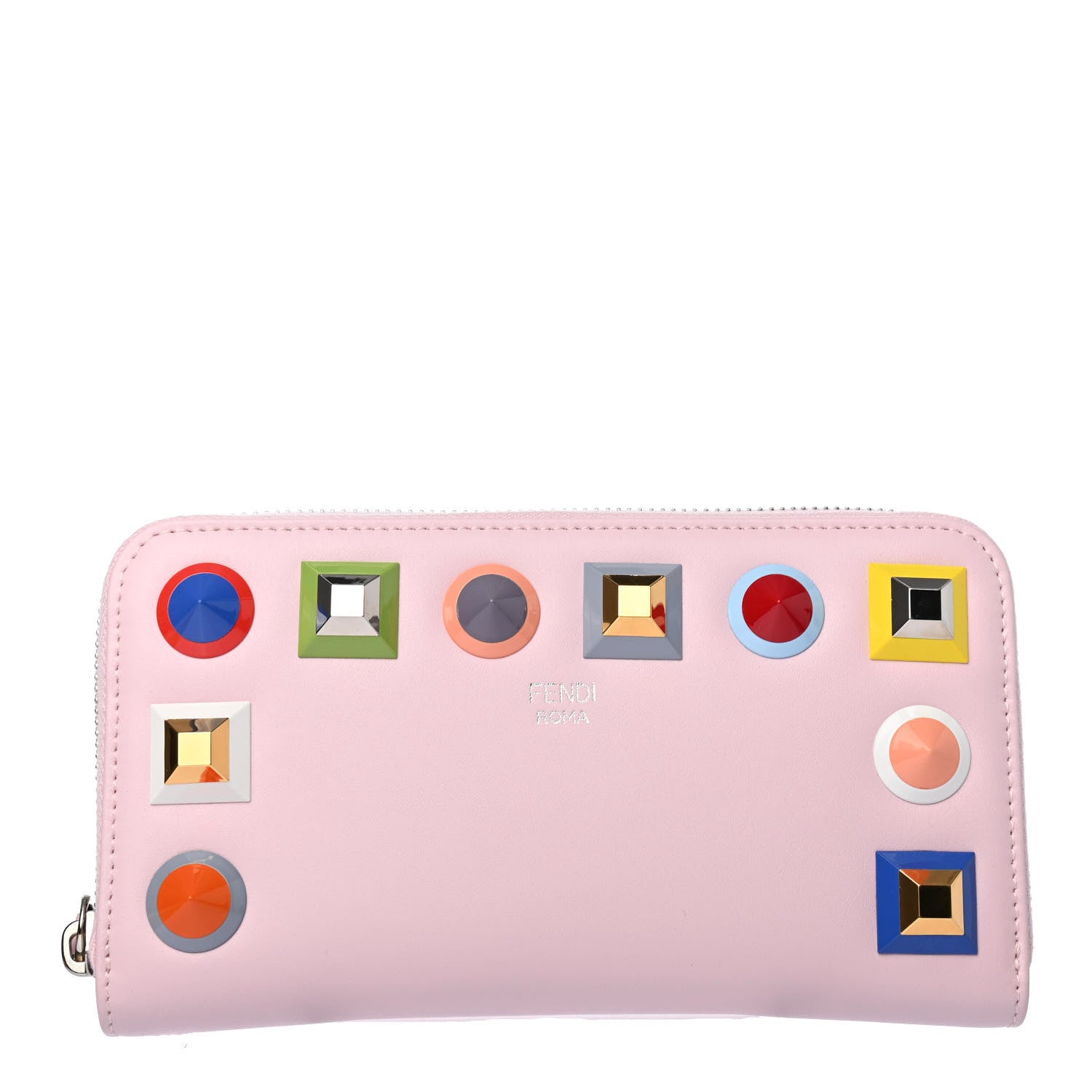 Fendi Vitello Liberty Studded Zip Around Wallet Peonia Multicolor 1 of 4