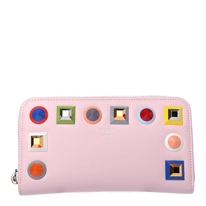 Fendi Vitello Liberty Studded Zip Around Wallet Peonia Multicolor 1 of 4