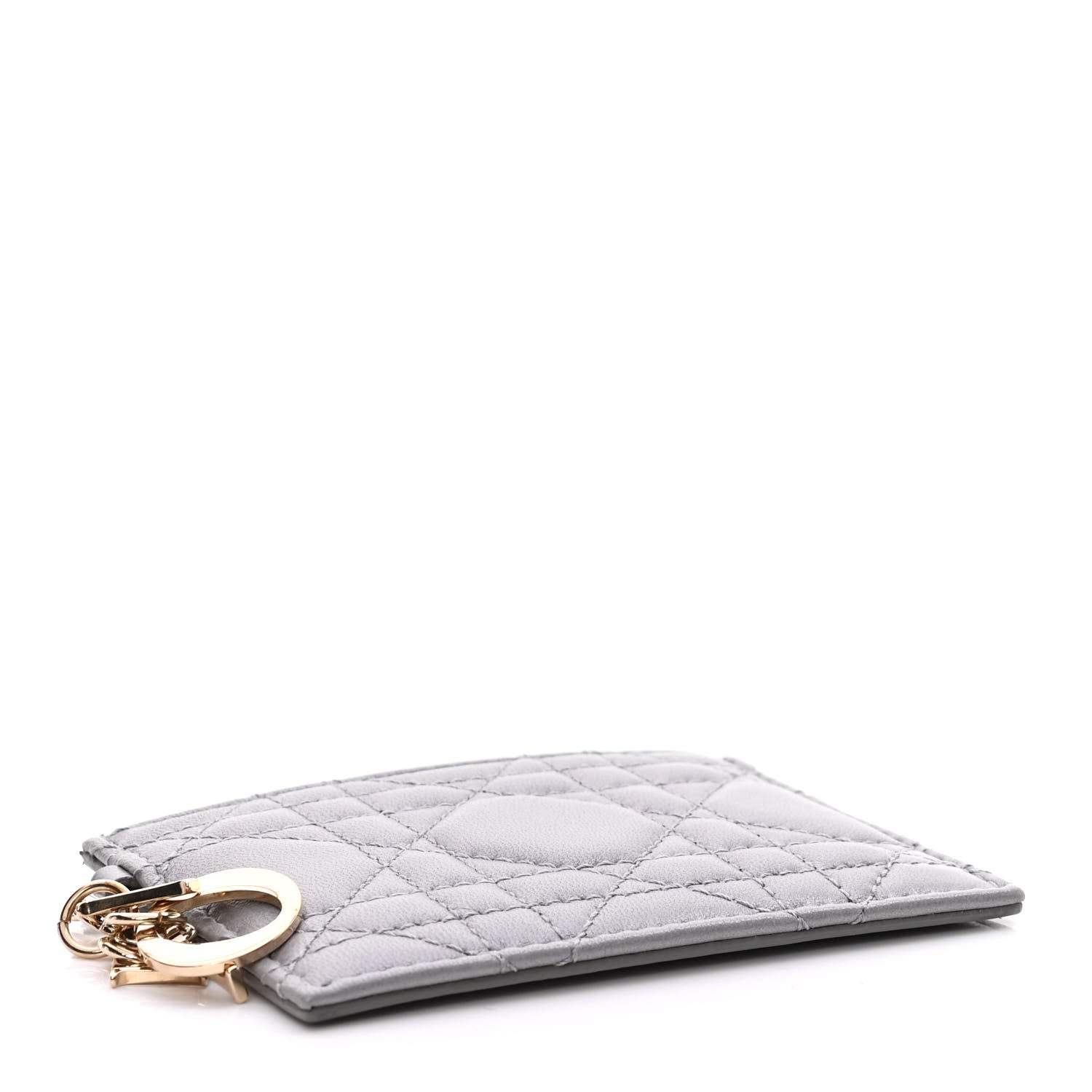 Christian Dior Metallic Lambskin Cannage Lady Dior Card Holder Silver 4 of 7