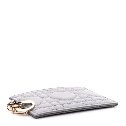 Christian Dior Metallic Lambskin Cannage Lady Dior Card Holder Silver 4 of 7