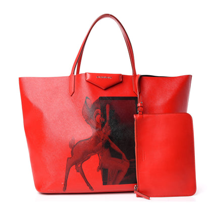Givenchy Textured Coated Canvas Bambi Print Large Antigona Tote Red 1 of 20