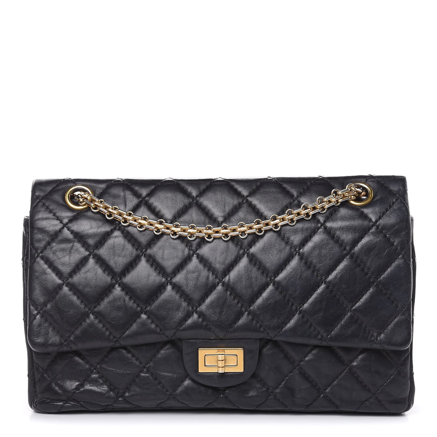 Aged Calfskin Quilted 2.55 Reissue 226 Flap Black