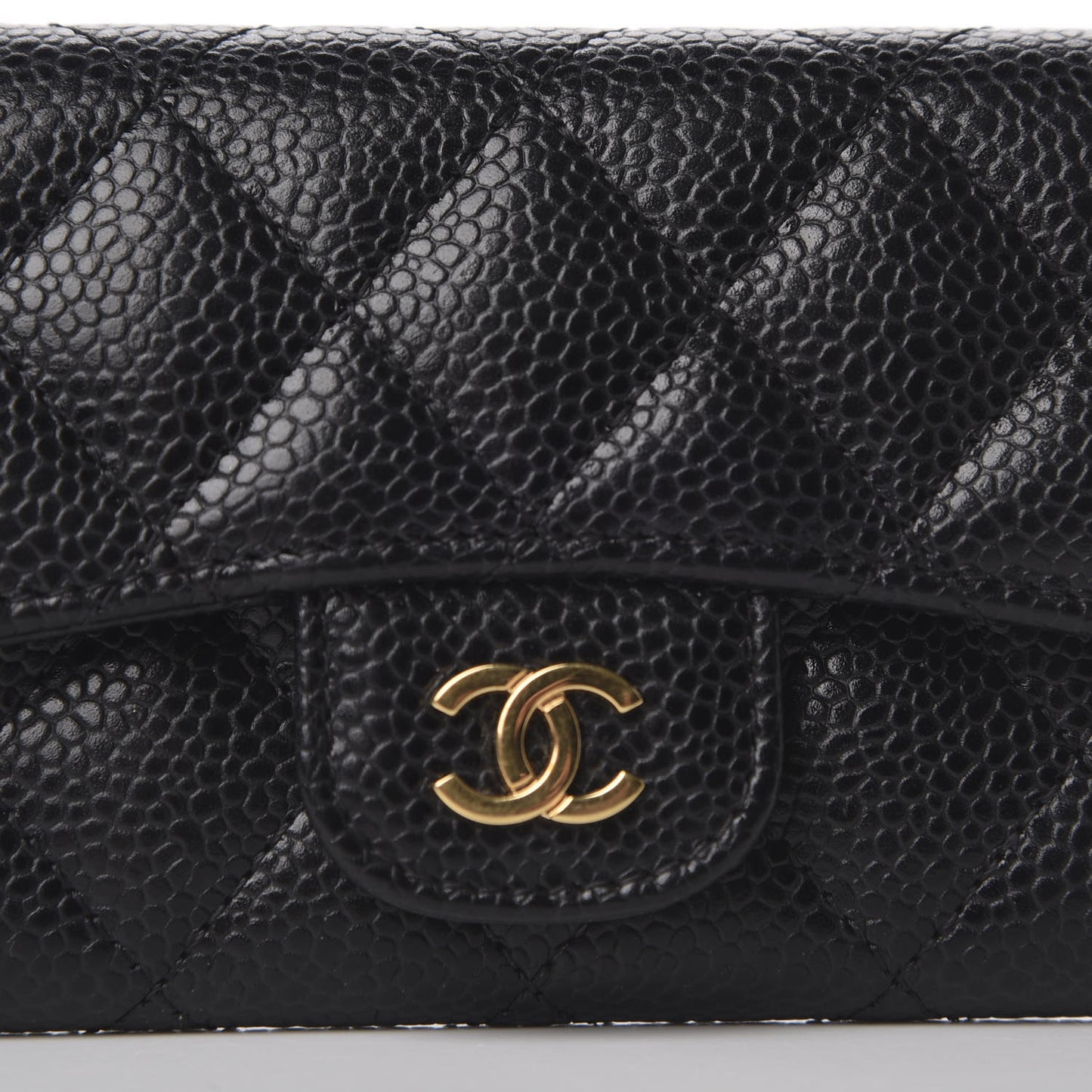 Caviar Quilted Flap Card Holder Black