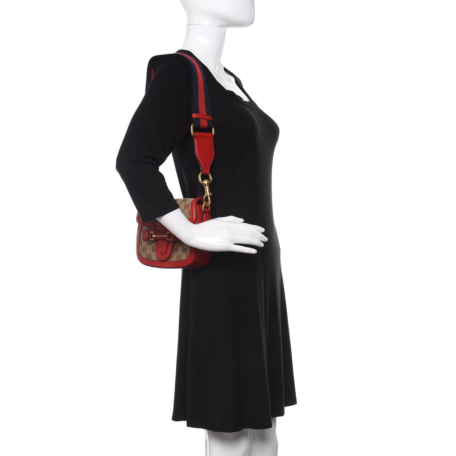 Gucci Monogram Ruinart Calfskin Small Lady Web Shoulder Bag Beige Ebony Hibiscus Red 3 of 9