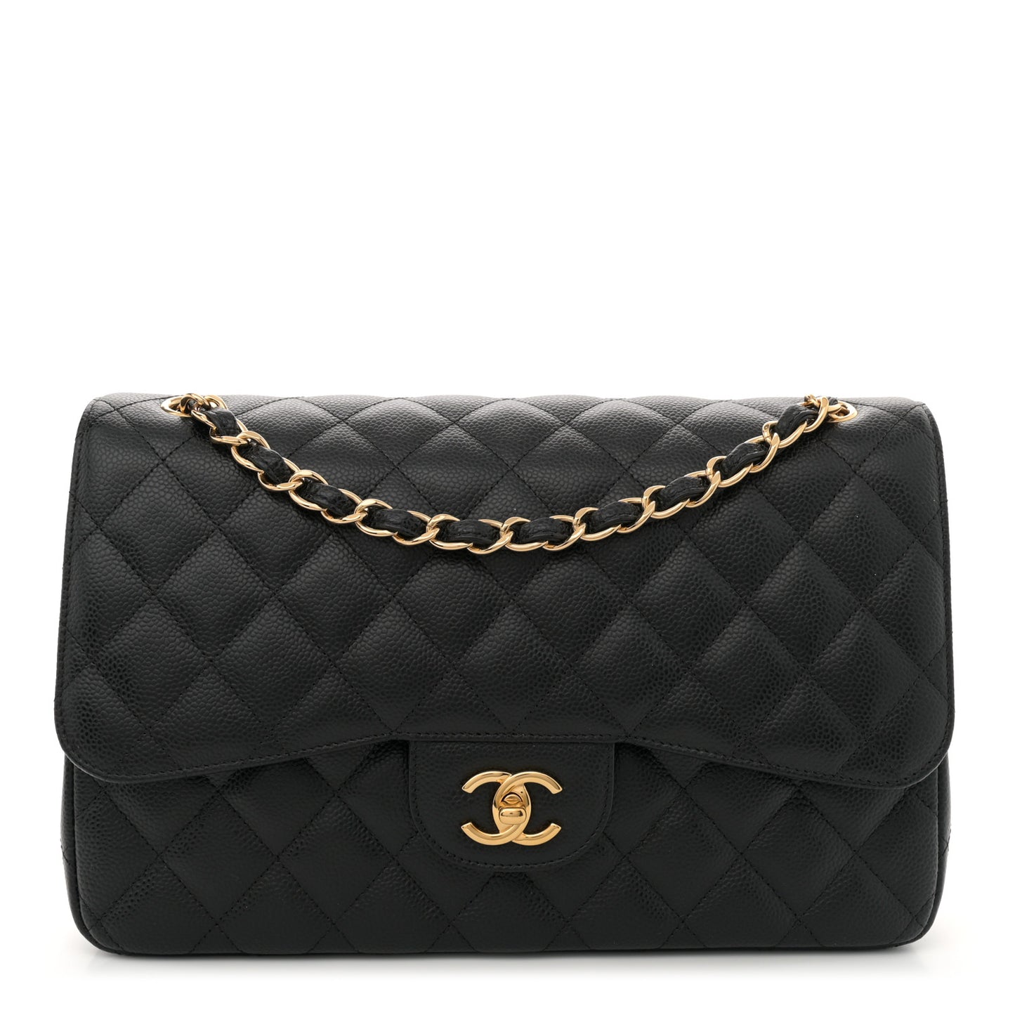 Caviar Quilted Jumbo Double Flap Black
