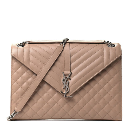 Saint Laurent Grain De Poudre Mixed Matelasse Large Triquilt Monogram Satchel Nude Powder 1 of 6