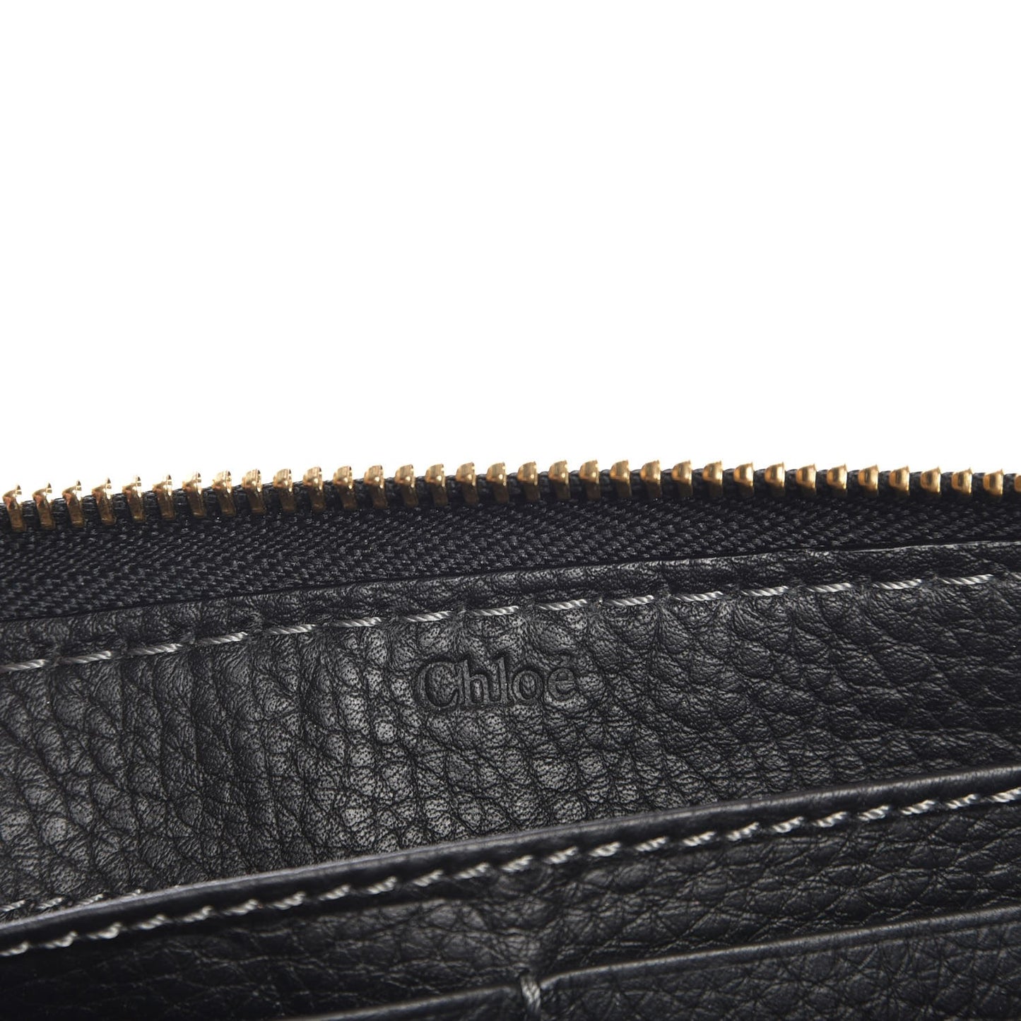 Grained Calfskin Marcie Long Zip Around Wallet Black