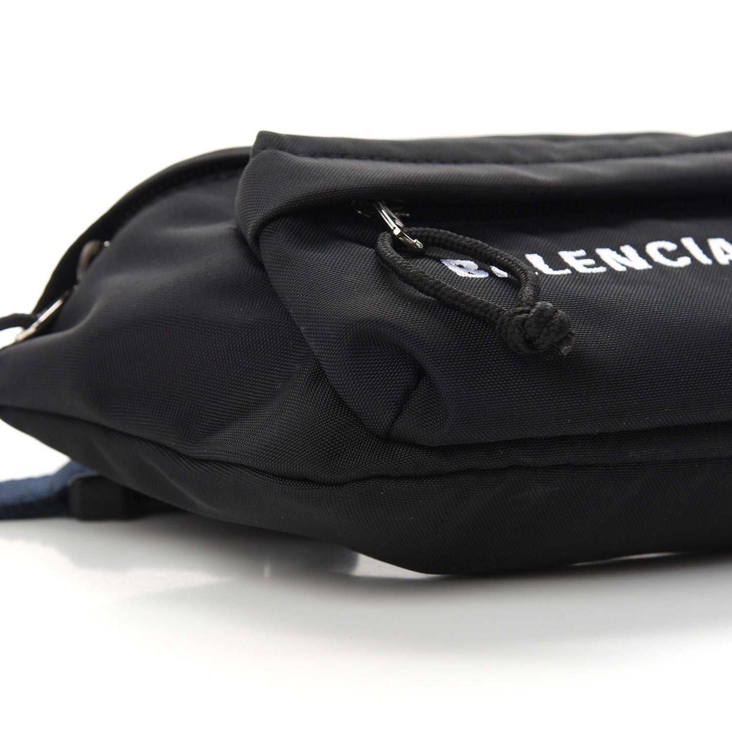 Balenciaga Sport Nylon Logo Embroidered Wheel Belt Bag Black White 8 of 9
