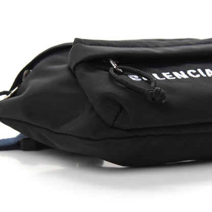 Balenciaga Sport Nylon Logo Embroidered Wheel Belt Bag Black White 8 of 9
