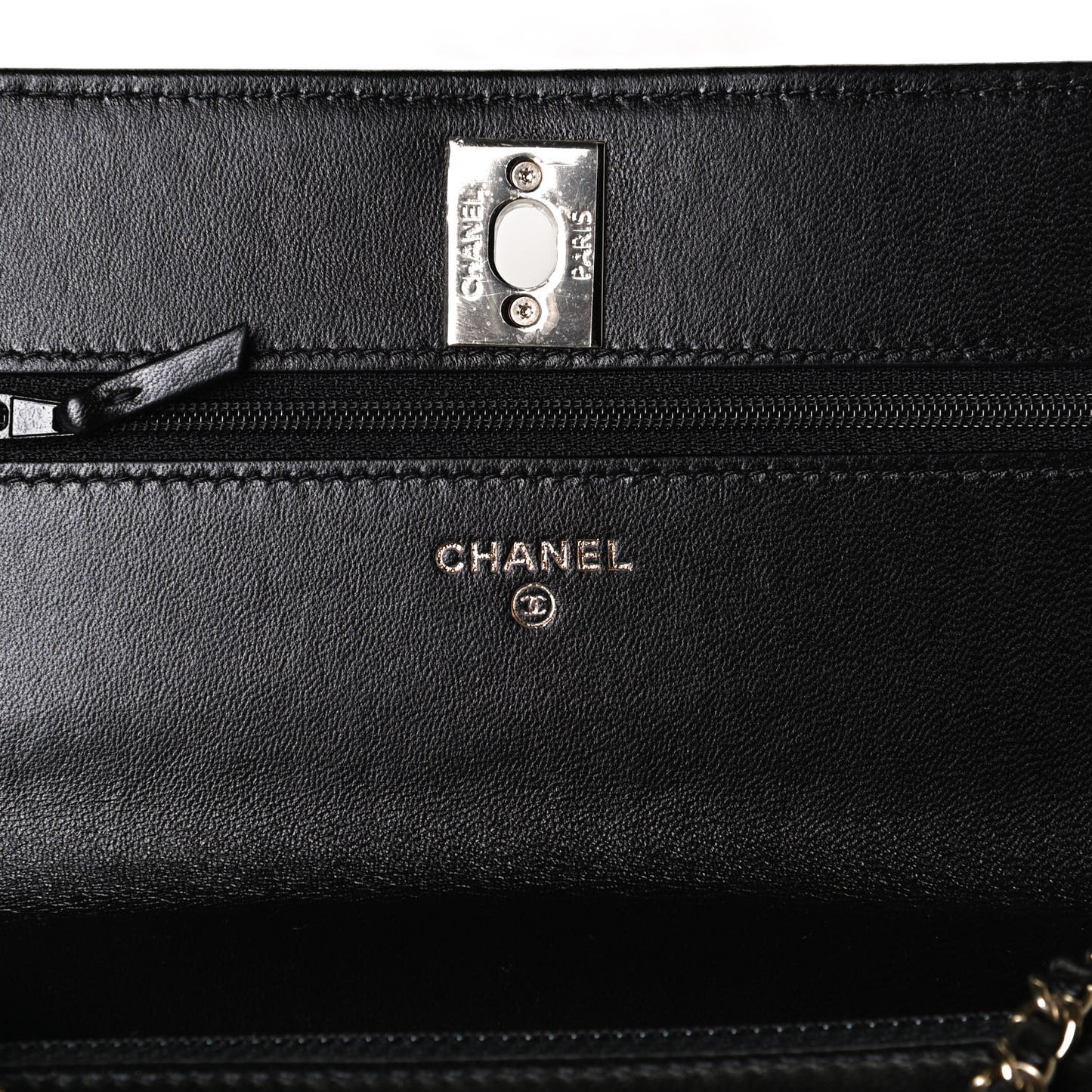 Lambskin Quilted Trendy CC Wallet On Chain WOC Black