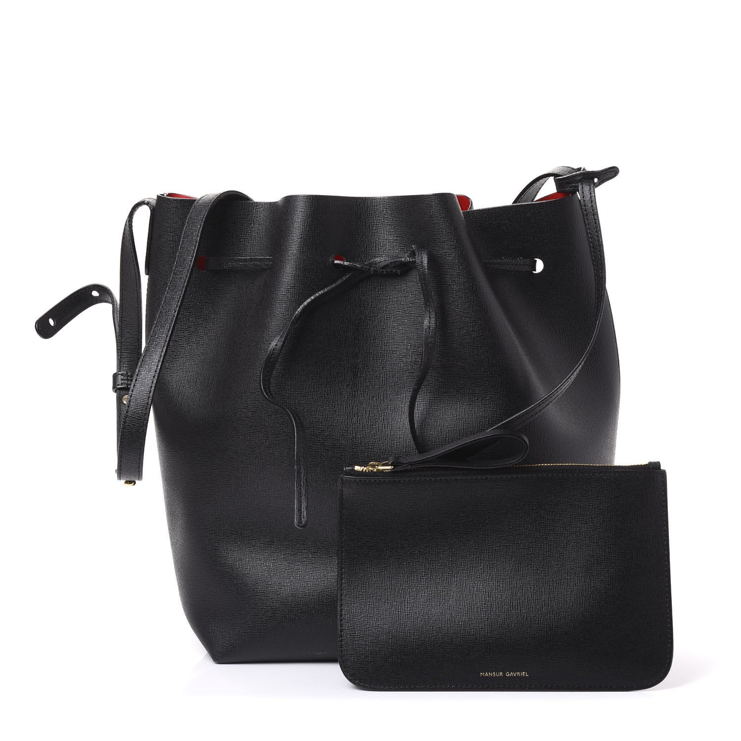 Mansur Gavriel Saffiano Bucket Bag Black Flamma 1 of 11