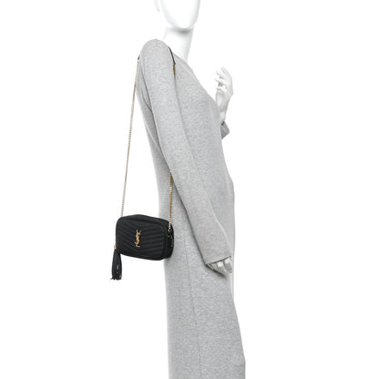 Saint Laurent Grain De Poudre Matelasse Monogram Mini Lou Camera Bag Black 2 of 10