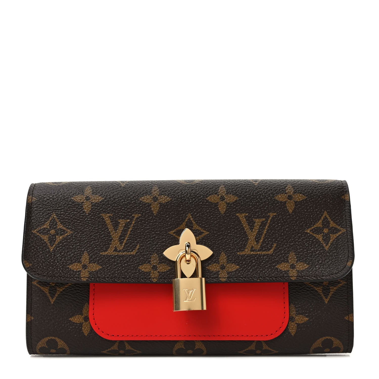 Louis Vuitton Monogram Flower Lock Long Wallet Coquelicot 1 of 6
