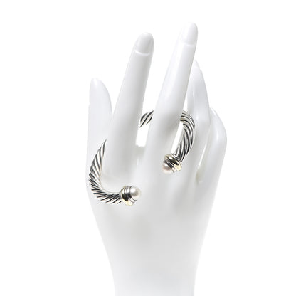 David Yurman Sterling Silver 14K Yellow Gold Pearl 7mm Cable Classics Bracelet 2 of 5