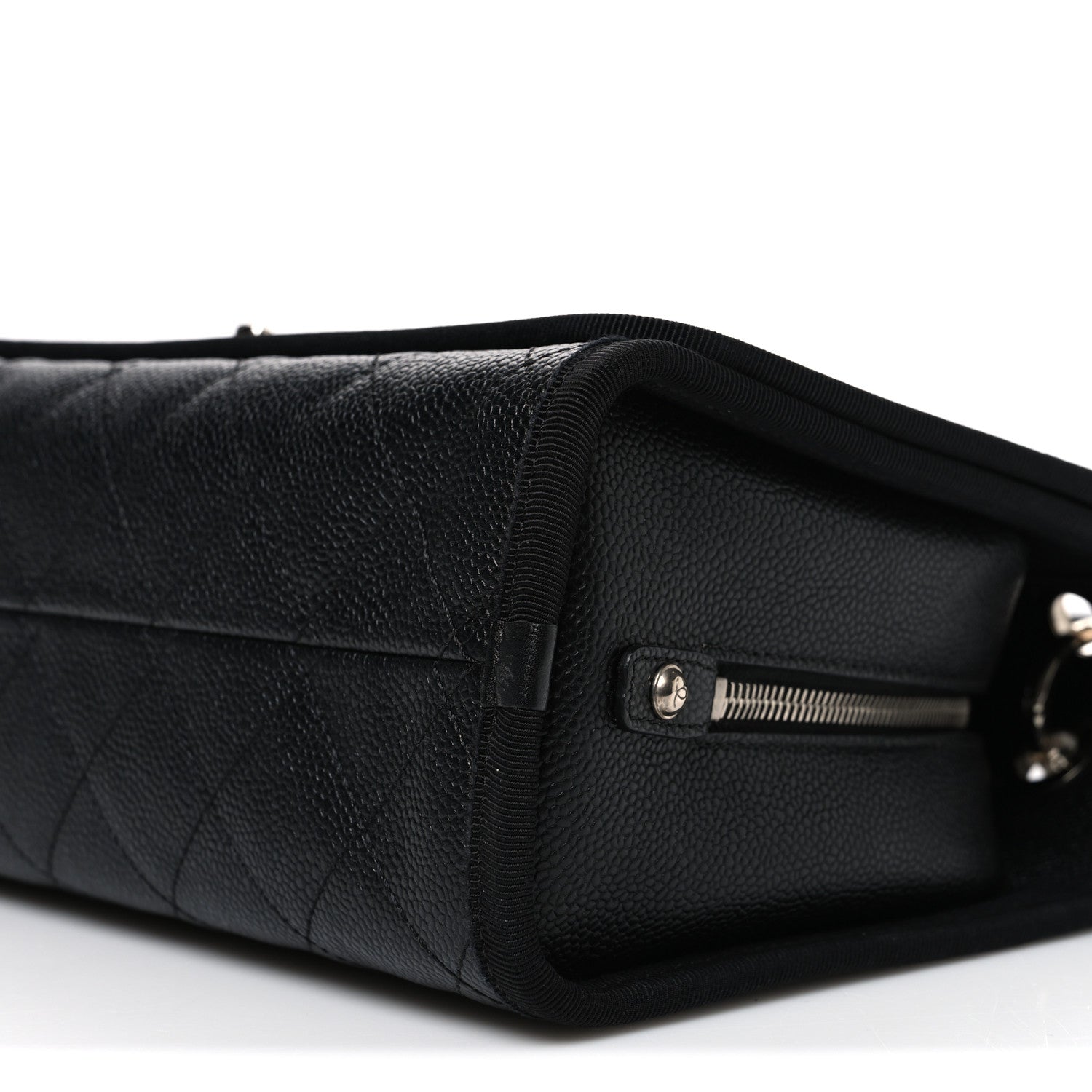 Chanel Caviar Grosgrain Quilted Top Handle CC Flap Black 10 of 10