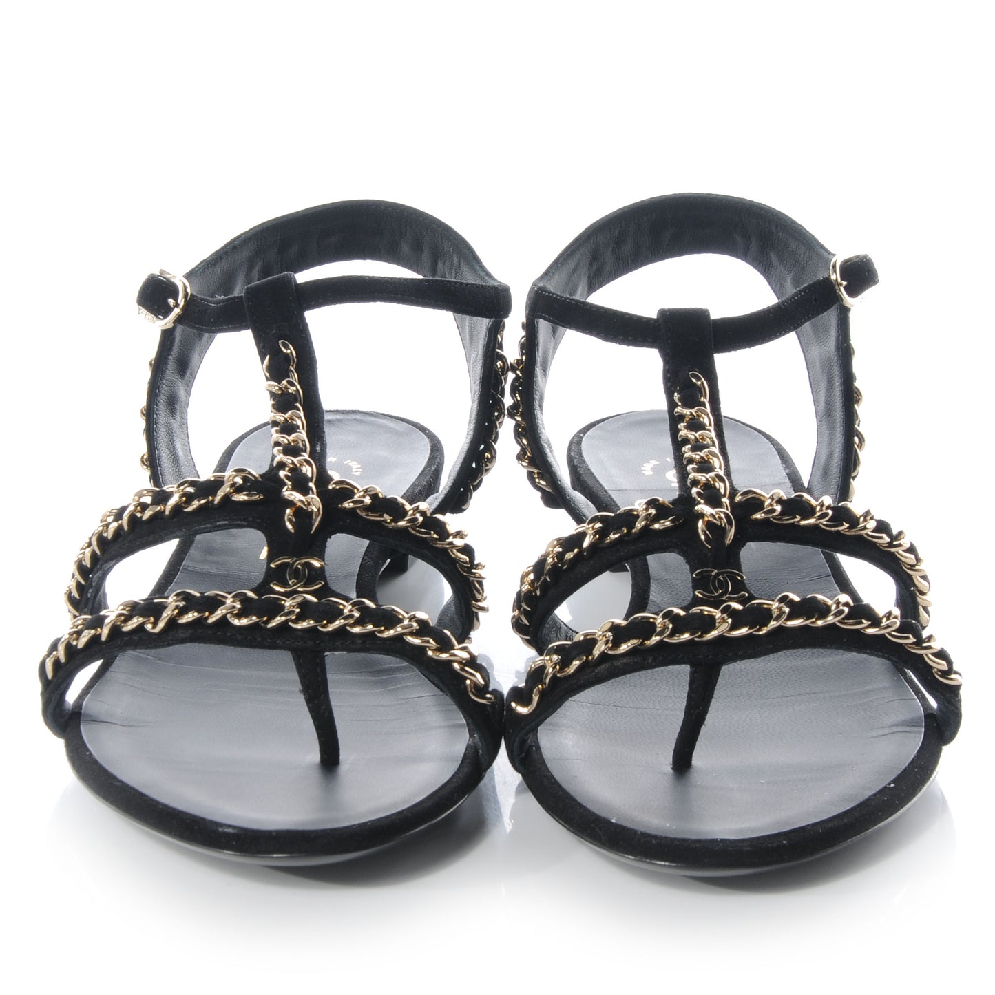 Suede Gladiator Chain Sandals 38.5 Black