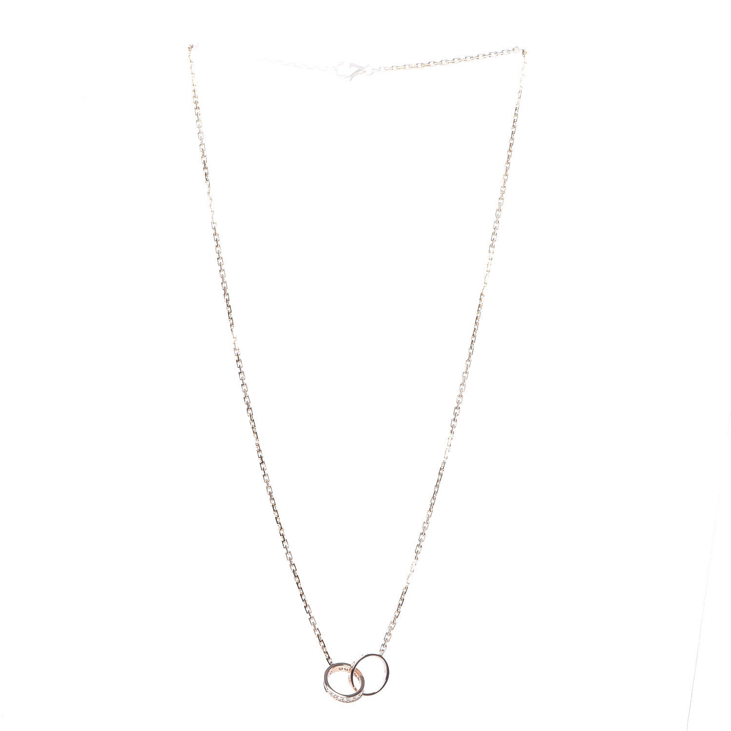 Cartier 18K Pink Gold Diamond Interlocking LOVE Necklace 3 of 8