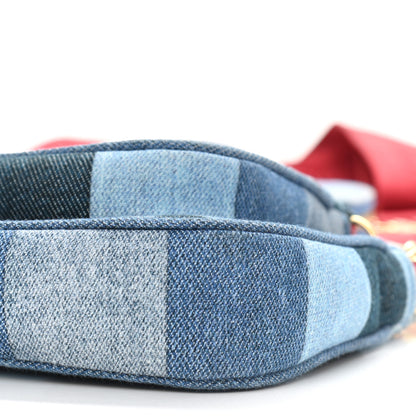 Louis Vuitton Denim Damier Monogram Patchwork Multi Pochette Accessories Blue Rouge 11 of 12