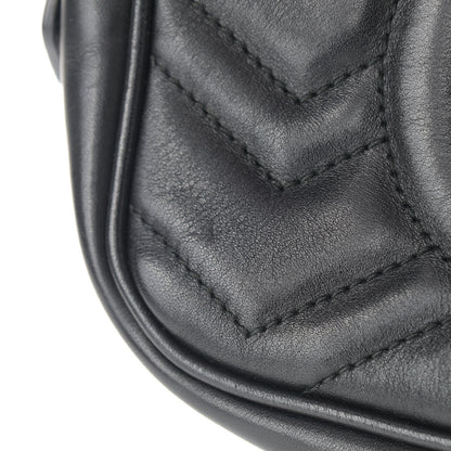 Gucci Calfskin Matelasse Mini GG Marmont Chain Shoulder Bag Black 11 of 14
