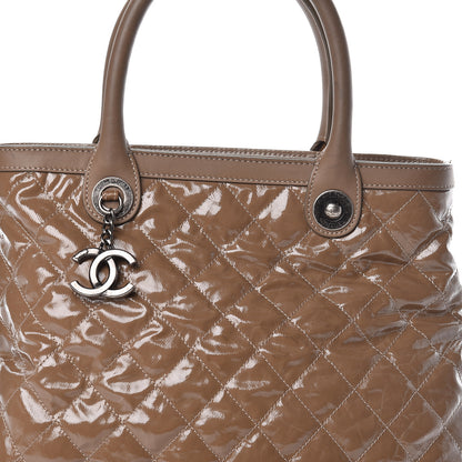 Chanel Coated Canvas Quilted Tote Taupe 9 of 16
