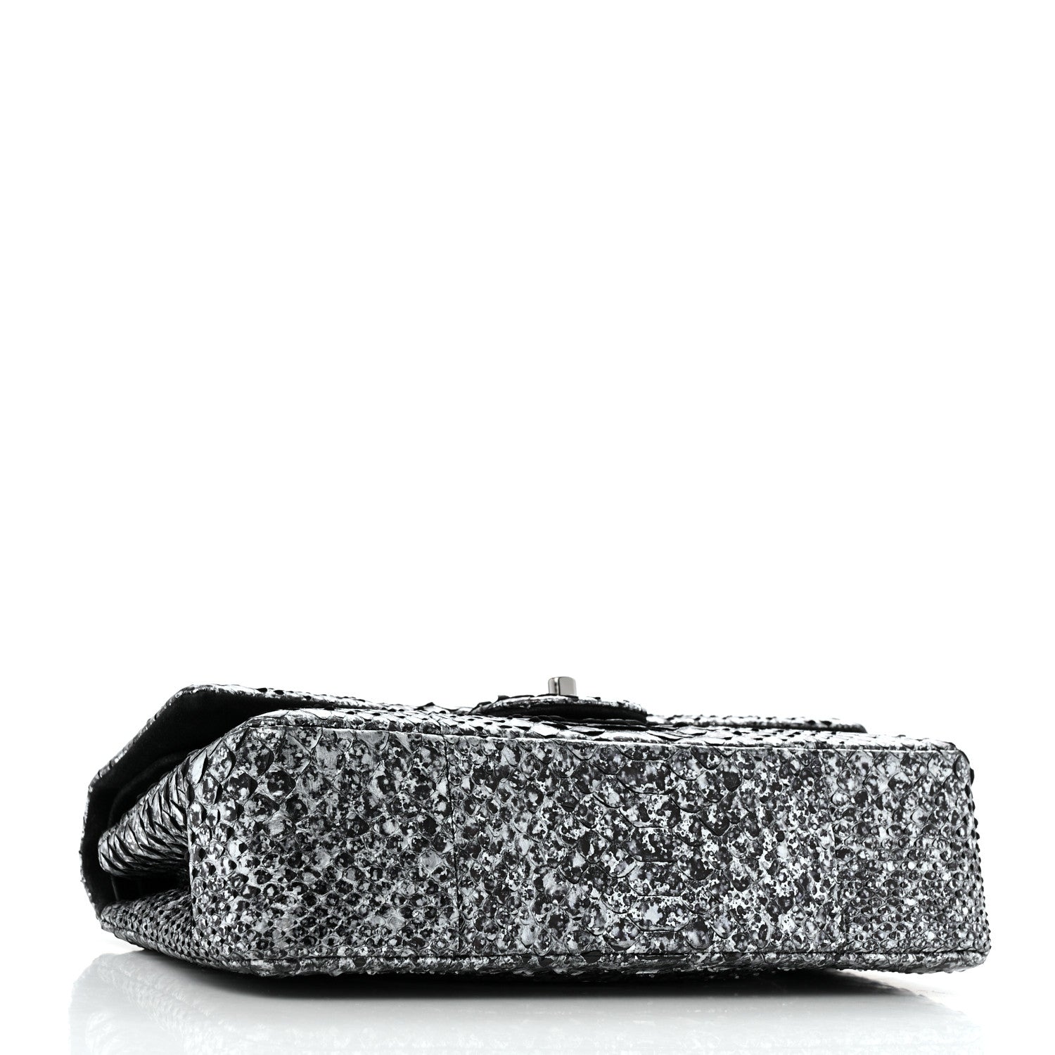 Chanel Metallic Snakeskin Medium Double Flap Black Silver 4 of 12