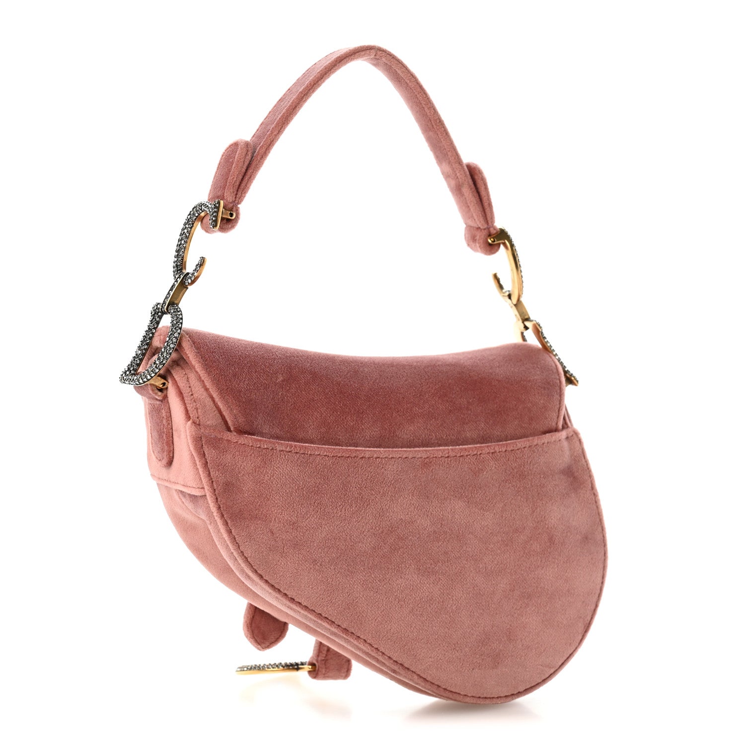 Christian Dior Velvet Crystal Mini Saddle Bag Pink 3 of 10