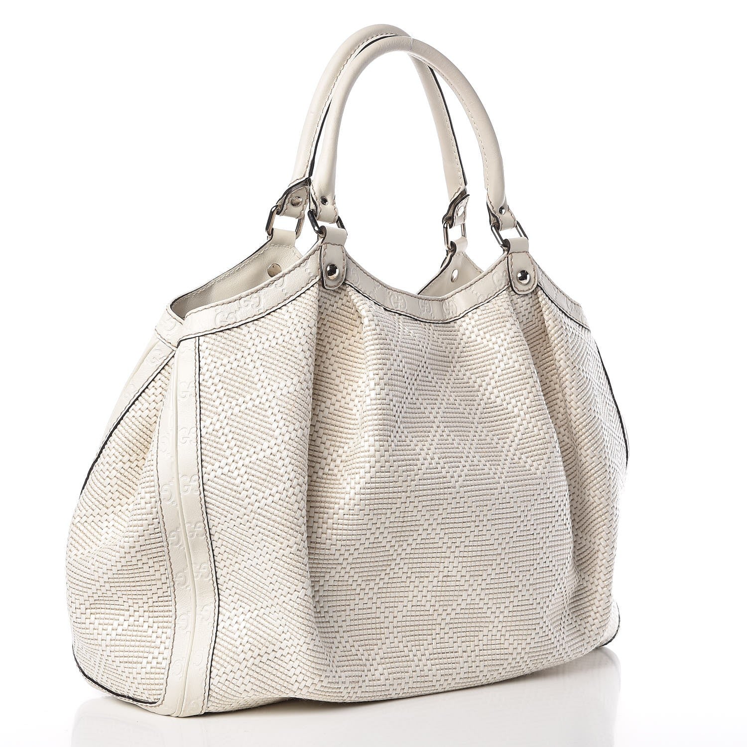 Gucci Woven Raffia Diamante Large Sukey Tote Off White 3 of 10