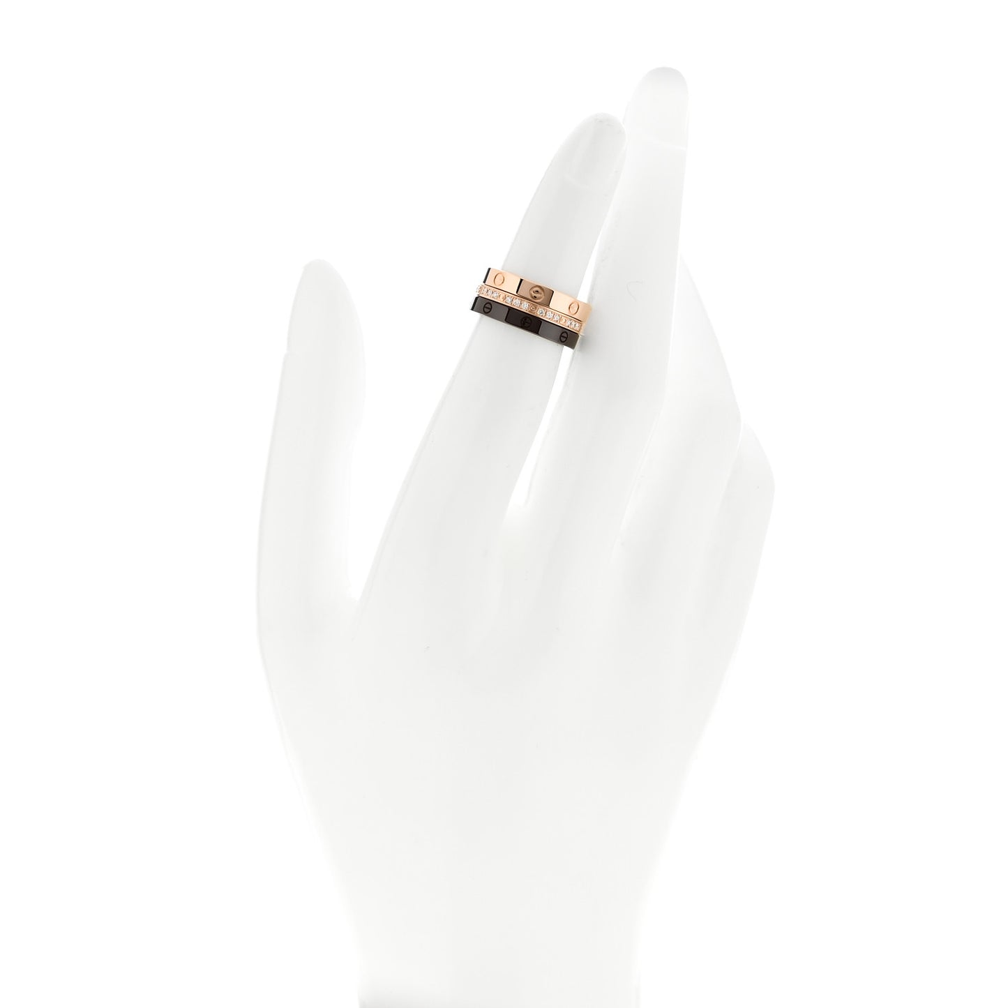 18K Pink Gold Diamond Ceramic LOVE Ring Set 47 4