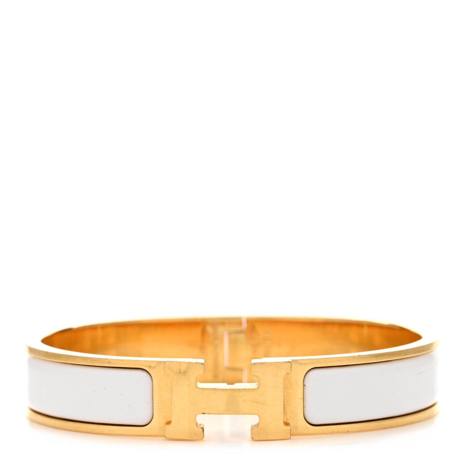 Hermes Enamel Narrow Clic Clac H Bracelet PM White 1 of 5