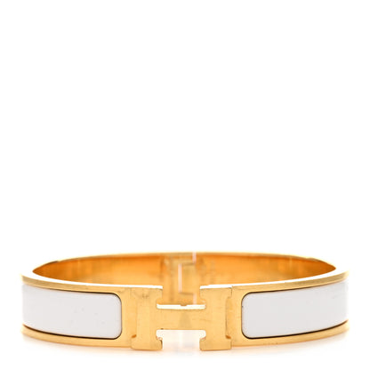 Hermes Enamel Narrow Clic Clac H Bracelet PM White 1 of 5