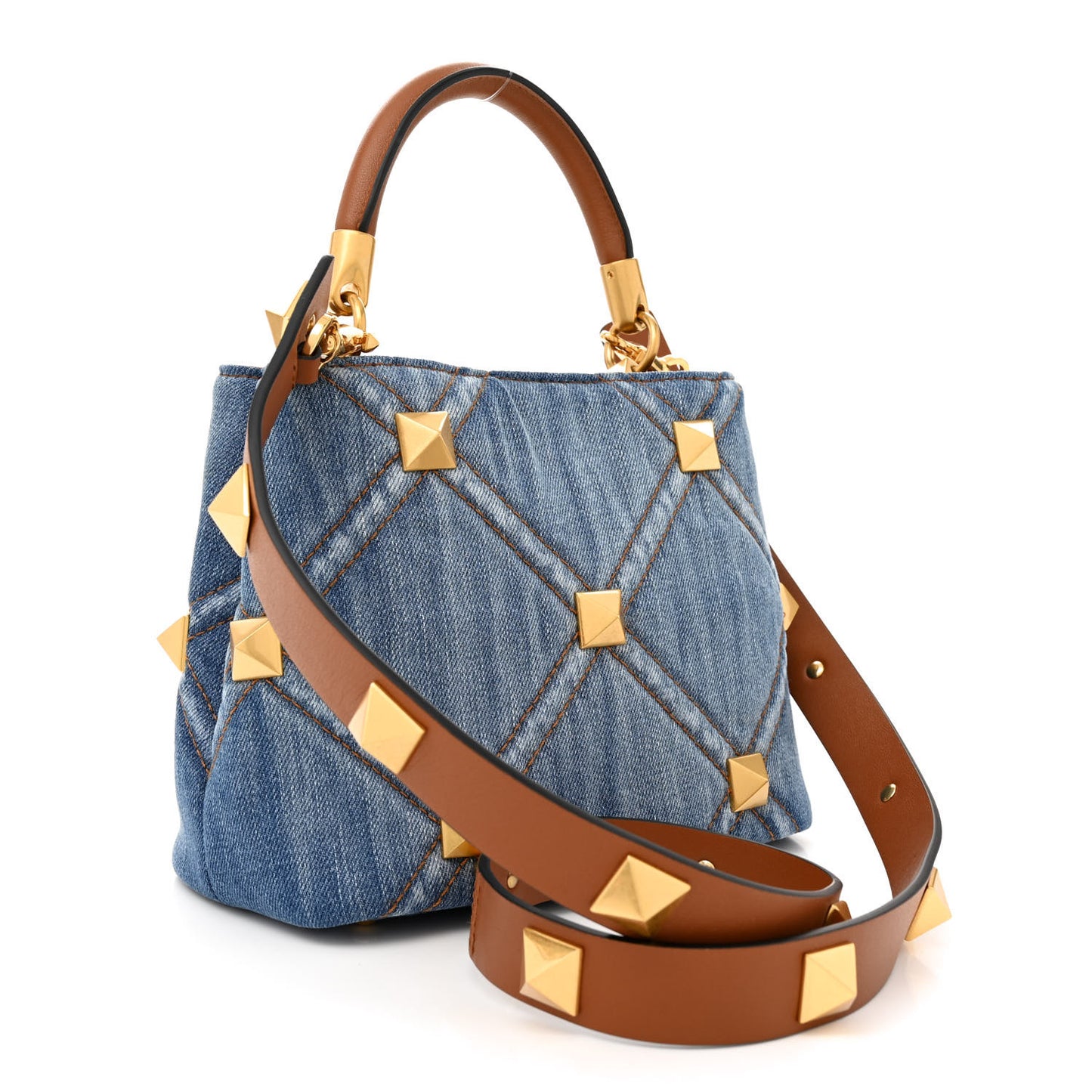 Denim Small Roman Stud The Handle Bag Light Denim Selleria